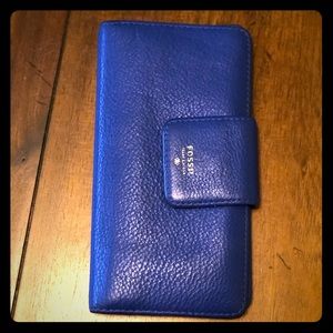 Blue Leather Fossil Wallet